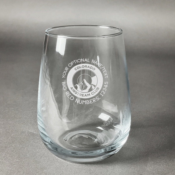 Custom Colorado Airstream Club Stemless Wine Glass - Laser Engraved