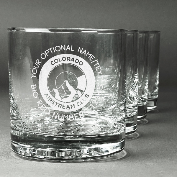 Custom Colorado Airstream Club Whiskey Glasses - Engraved - Set of 4