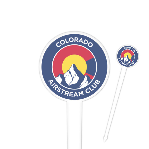 Custom Colorado Airstream Club 4" Round Plastic Food Picks - White - Single-Sided