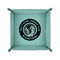 WBCCI Heritage logo 6" x 6" Teal Leatherette Snap Up Tray - FOLDED UP