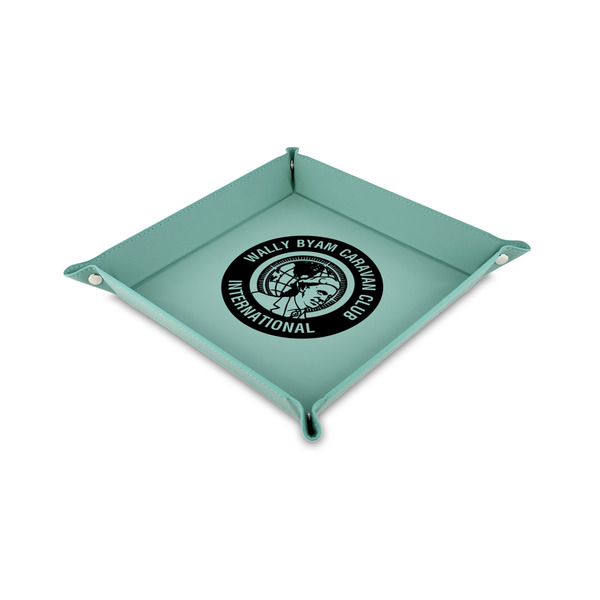 Custom WBCCI Heritage logo Faux Leather Dice Tray - 6" x 6" - Teal