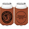 WBCCI Heritage logo Cognac Leatherette Can Sleeve - Double Sided Front and Back