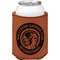 WBCCI Heritage logo Cognac Leatherette Can Sleeve - Single Front