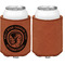 WBCCI Heritage logo Cognac Leatherette Can Sleeve - Single Sided Front and Back