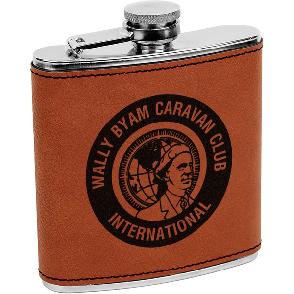 Custom WBCCI Heritage logo Leatherette Wrapped Stainless Steel Flask