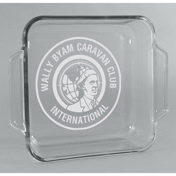 Custom WBCCI Heritage logo Glass Cake Dish with Truefit Lid - 8in x 8in