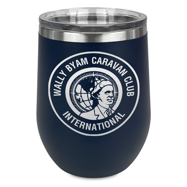 Custom WBCCI Heritage logo Stemless Stainless Steel Wine Tumbler - Navy - Single-Sided