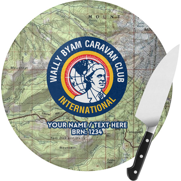 Custom WBCCI Heritage logo Round Glass Cutting Board - Small