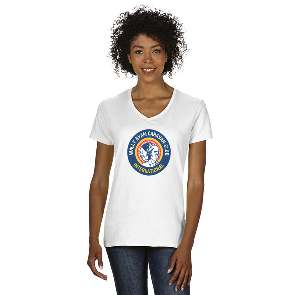 Custom WBCCI Heritage logo Women's V-Neck T-Shirt - White - 3XL