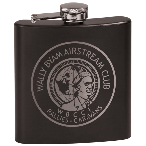 Custom Wally Byam Airstream Club logo Black Flask Set