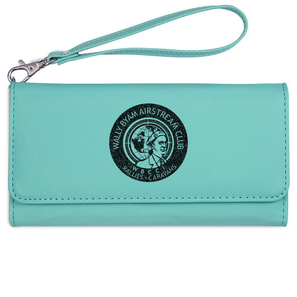 Custom Wally Byam Airstream Club logo Ladies Leatherette Wallet - Laser Engraved - Teal