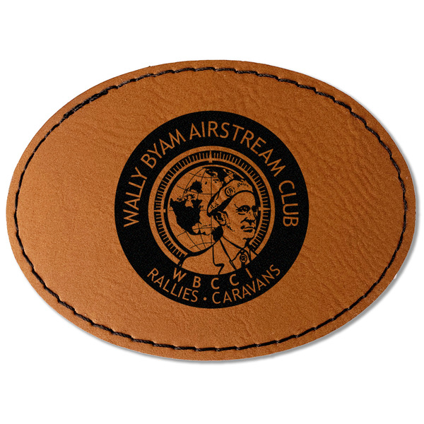 Custom Wally Byam Airstream Club logo Faux Leather Iron On Patch - Oval