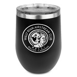 Wally Byam Airstream Club logo Stemless Stainless Steel Wine Tumbler - Black - Double-Sided