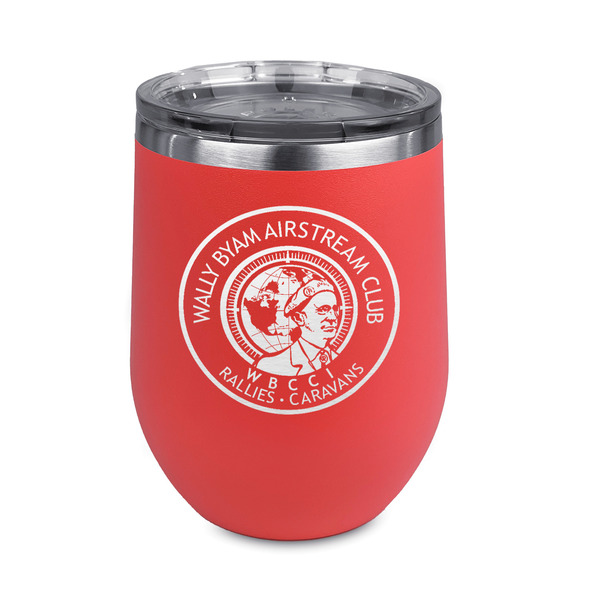 Custom Wally Byam Airstream Club logo Stemless Stainless Steel Wine Tumbler - Coral - Double-Sided