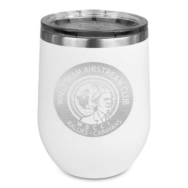 Custom Wally Byam Airstream Club logo Stemless Stainless Steel Wine Tumbler - White - Double-Sided