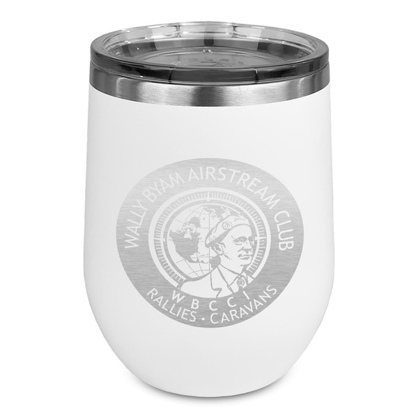 Custom Wally Byam Airstream Club logo Stemless Stainless Steel Wine Tumbler - White - Single-Sided