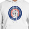 Wally Byam Airstream Club logo White Hoodie on Model - CloseUp