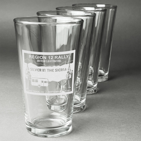 Custom Silver in the Sierra '24 Rally Pint Glasses - Laser Engraved - Set of 4