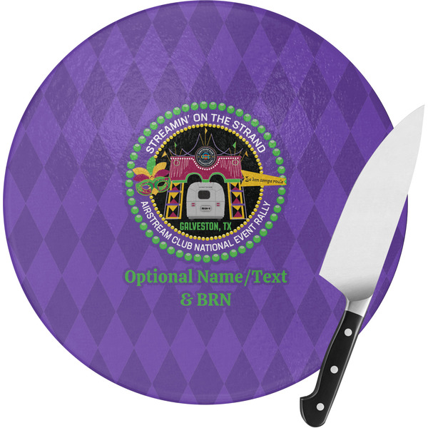 Custom Streamin' on the Strand Round Glass Cutting Board - Small