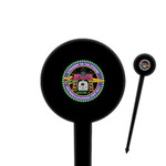 Streamin' on the Strand 4" Round Plastic Food Picks - Black - Single-Sided