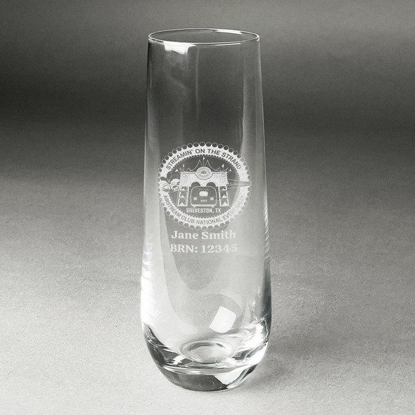 Custom Streamin' on the Strand Champagne Flute - Stemless - Laser Engraved - Single