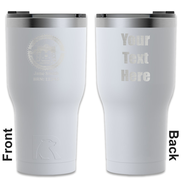 Custom Streamin' on the Strand RTIC Tumbler - White - Laser Engraved - Double-Sided