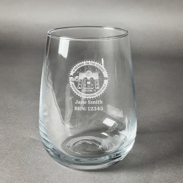 Custom Streamin' on the Strand Stemless Wine Glass - Laser Engraved