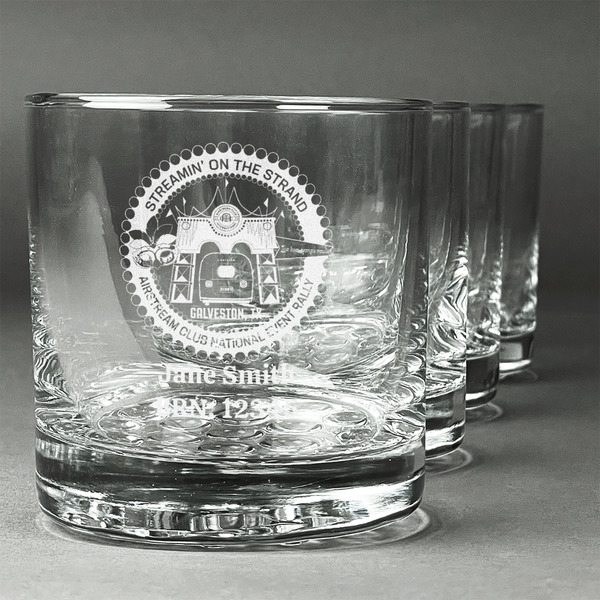 Custom Streamin' on the Strand Whiskey Glasses - Engraved - Set of 4