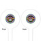 Streamin' on the Strand White Plastic 4" Food Pick - Round - Double Sided - Front & Back