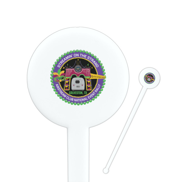 Custom Streamin' on the Strand 7" Round Plastic Stir Sticks - White - Single-Sided