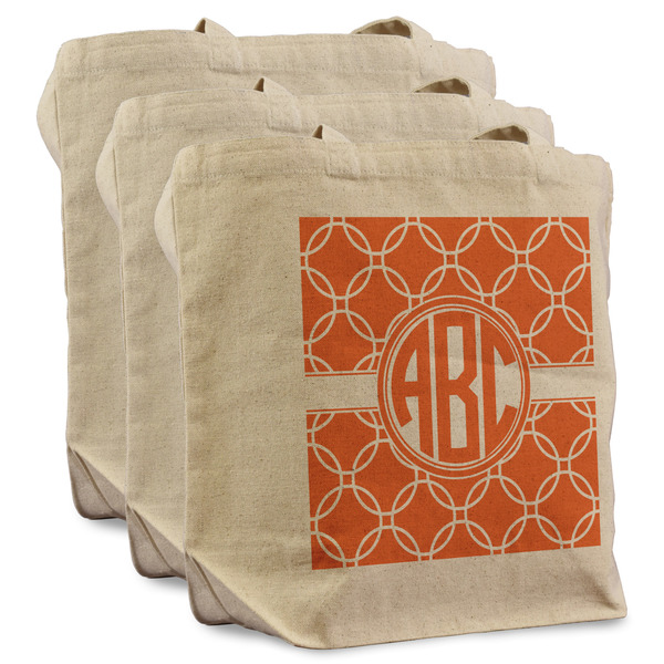 Custom Linked Circles Reusable Cotton Grocery Bags - Set of 3 (Personalized)