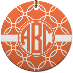 Linked Circles Round Ceramic Ornament w/ Monogram