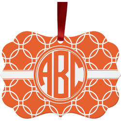 Linked Circles Metal Frame Ornament - Double Sided w/ Monogram