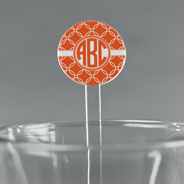 Custom Linked Circles 7" Round Plastic Stir Sticks - Clear (Personalized)