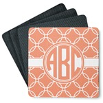 Linked Circles Square Rubber Backed Coasters - Set of 4 (Personalized)