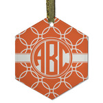 Linked Circles Flat Glass Ornament - Hexagon w/ Monogram