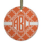 Linked Circles Flat Glass Ornament - Round w/ Monogram