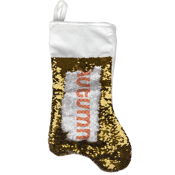 Custom Linked Circles Reversible Sequin Stocking - Gold (Personalized)