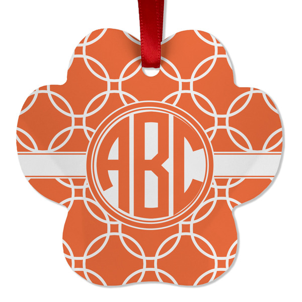 Custom Linked Circles Metal Paw Ornament - Double Sided w/ Monogram