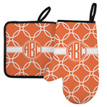 Linked Circles Left Oven Mitt & Pot Holder Set w/ Monogram