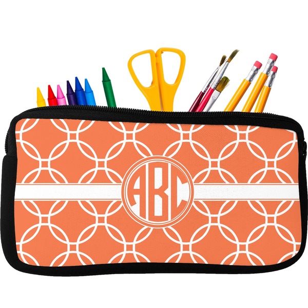 Custom Linked Circles Neoprene Pencil Case - Small w/ Monogram