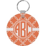 Linked Circles Round Plastic Keychain (Personalized)