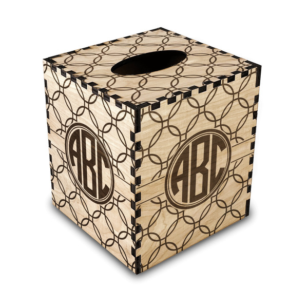 Custom Linked Circles Wood Tissue Box Cover - Square (Personalized)
