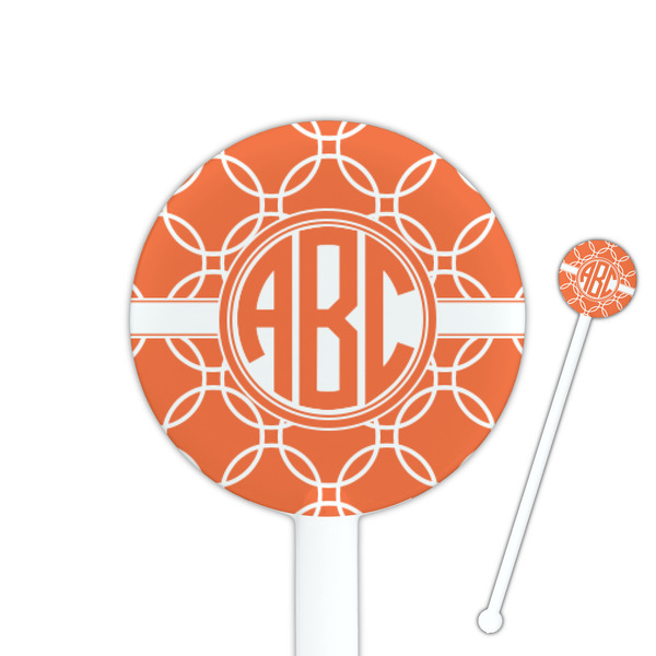 Custom Linked Circles 5.5" Round Plastic Stir Sticks - White - Single Sided (Personalized)