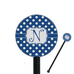 Polka Dots 5.5" Round Plastic Stir Sticks - Black - Double Sided (Personalized)