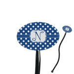 Polka Dots 7" Oval Plastic Stir Sticks - Black - Double Sided (Personalized)