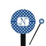 Polka Dots 7" Round Plastic Stir Sticks - Black - Single Sided (Personalized)