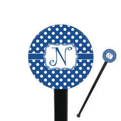 Polka Dots 7" Round Plastic Stir Sticks - Black - Double Sided (Personalized)