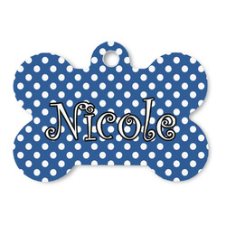 Polka Dots Bone Shaped Dog ID Tag - Large (Personalized)