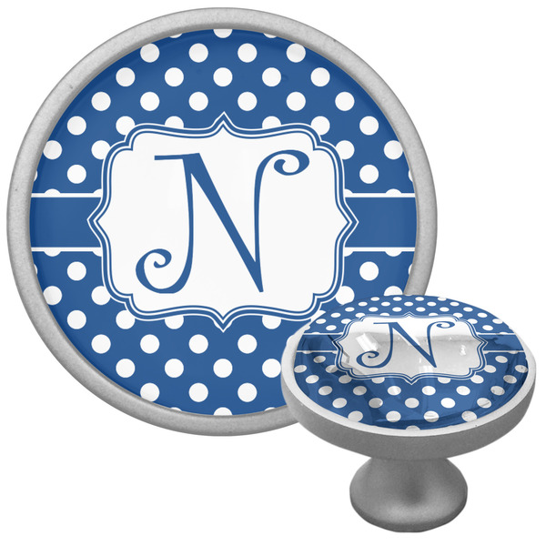 Custom Polka Dots Cabinet Knob (Silver) (Personalized)